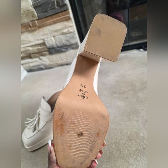 Tassel Chunky Platform Mule Women Square Toe Block Heel Sz 39/8 L'idea By Lori - Picture 7 of 13